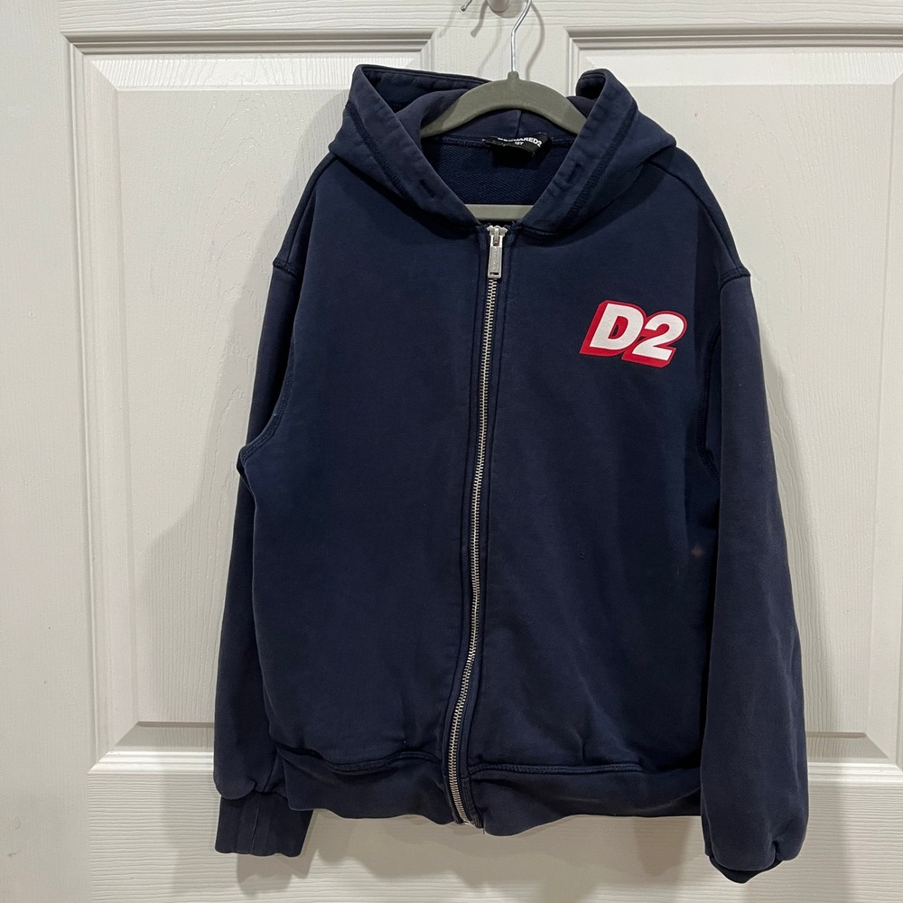 Dsquared2‎ Kids Navy Blue Full Zip Hoodie D2 Logo Size 12Y